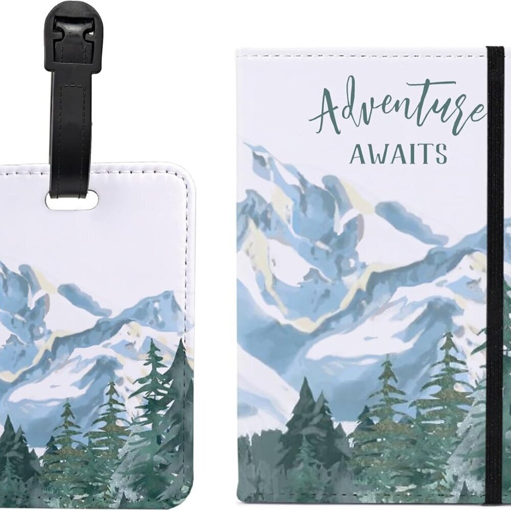 Travel Passport Holder + Luggage Tag Set for Men Women